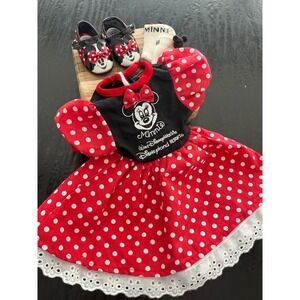 Vintage My‎ Disney Girl Minnie Mouse Polka Dot Dress, Mary Jane Shoes & Socks